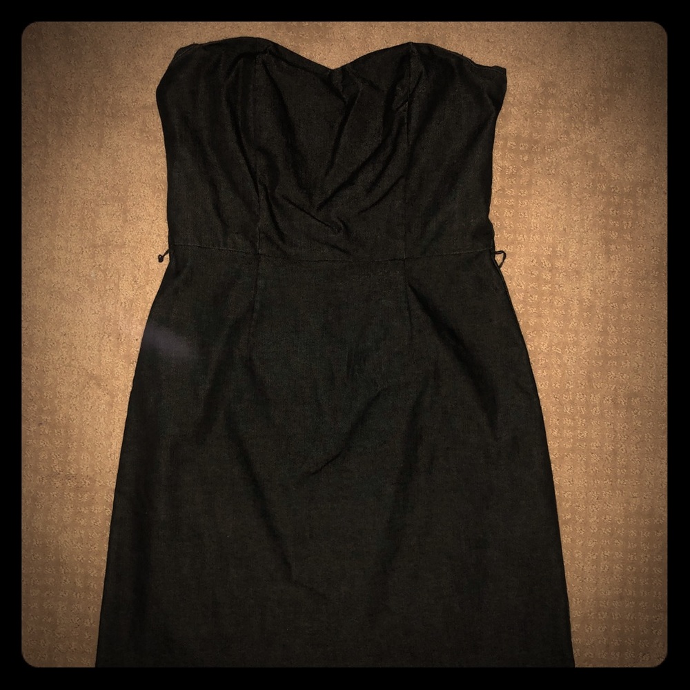 Dark blue denim sweetheart dress